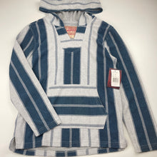 Load image into Gallery viewer, Boys Brooklyn Cloth, blue &amp; grey lightweight hoodie sweater top, Sz: M, armpit to armpit: 44cm, shoulder to cuff: 53cm, NEW, size 10-12,  