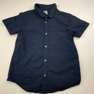 Boys Anko, navy cotton short sleeve shirt, EUC, size 7,  