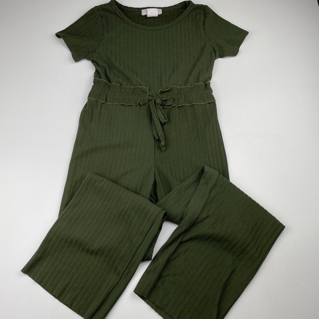 Girls Pinc Premium, khaki ribbed jumpsuit, Inside leg: 47cm, GUC, size 6,  