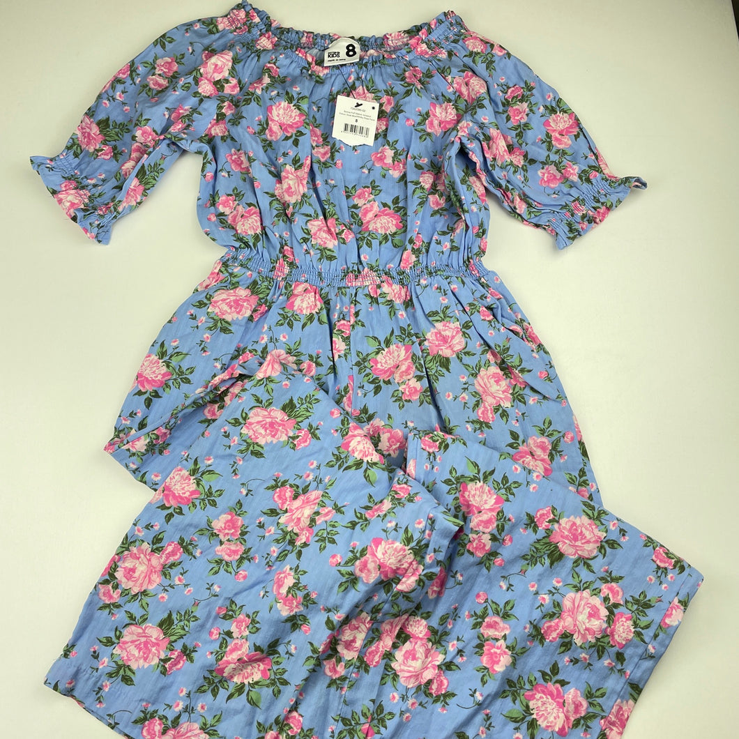 Girls Cotton On, floral cotton puff sleeve jumpsuit, NEW, size 8,  