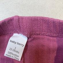 Load image into Gallery viewer, Girls Baby Berry, pointelle cotton footed leggings, FUC, size 1,  