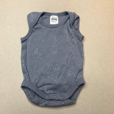 unisex Anko, soft organic cotton bodysuit / romper, GUC, size 0000,  