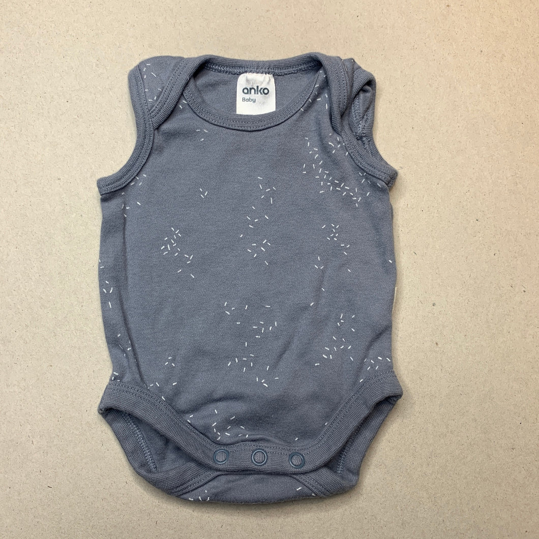 unisex Anko, soft organic cotton bodysuit / romper, GUC, size 0000,  