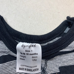 Boys Dymples, striped long sleeve t-shirt / top, GUC, size 1,  