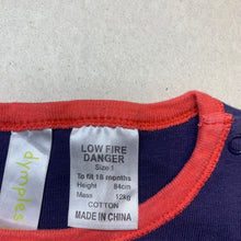 Load image into Gallery viewer, Boys Dymples, cotton pyjama t-shirt / top, GUC, size 1,  