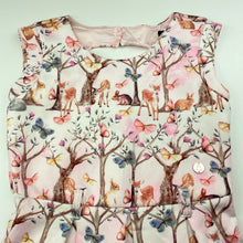 Load image into Gallery viewer, Girls Sista, soft feel party dress, woodland animals, EUC, size 6, L: 63cm