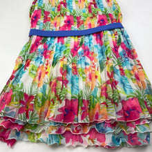 Load image into Gallery viewer, Girls Origami, lined lightweight colourful floral dress, FUC, size 5, L: 60cm