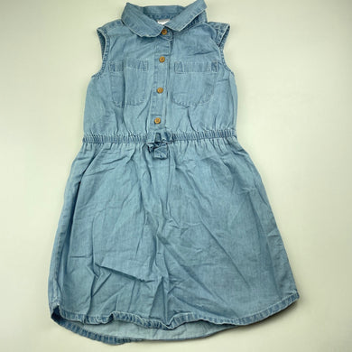 Girls Anko, chambray cotton casual dress, GUC, size 5, L: 55cm
