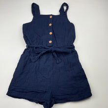 Load image into Gallery viewer, Girls KID, navy crinkle cotton playsuit, GUC, size 8,  