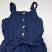 Load image into Gallery viewer, Girls KID, navy crinkle cotton playsuit, GUC, size 8,  