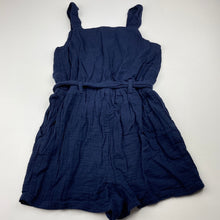 Load image into Gallery viewer, Girls KID, navy crinkle cotton playsuit, GUC, size 8,  