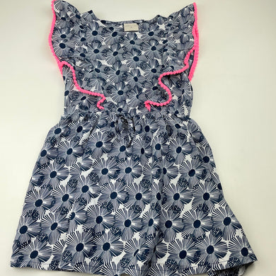 Girls Emerson, lightweight navy floral ruffle dress, NEW, size 4, L: 54cm