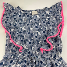 Load image into Gallery viewer, Girls Emerson, lightweight navy floral ruffle dress, NEW, size 4, L: 54cm