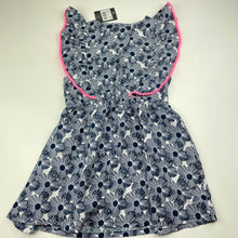 Load image into Gallery viewer, Girls Emerson, lightweight navy floral ruffle dress, NEW, size 4, L: 54cm