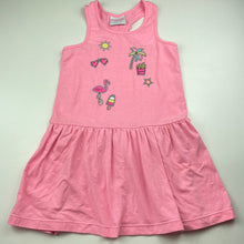 Load image into Gallery viewer, Girls Mango, casual summer dress, flamingo, GUC, size 6, L: 61cm