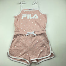 Load image into Gallery viewer, Girls FILA, pink &amp; white summer playsuit, EUC, size 5,  