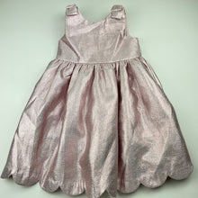 Load image into Gallery viewer, Girls Rachel Zoe, lined metallic pink party dress, no size, armpit to armpit: 28.5cm, GUC, size 3-4, L: 58cm