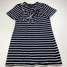 Load image into Gallery viewer, Girls Bardot Junior, navy &amp; white stretchy casual dress, FUC, size 8, L: 59cm