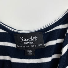 Load image into Gallery viewer, Girls Bardot Junior, navy &amp; white stretchy casual dress, FUC, size 8, L: 59cm