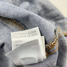 Load image into Gallery viewer, Girls B Collection, distressed stretch denim overalls dress, GUC, size 16, L: 80cm