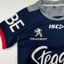 Load image into Gallery viewer, Boys ISC, Sydney Roosters jersey, marks on print &amp; catches, armpit to armpit: 35cm, FUC, size 6-8,  