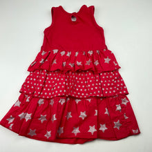 Load image into Gallery viewer, Girls Higgledee, red &amp; silver tiered party dress, GUC, size 1, L: 48cm