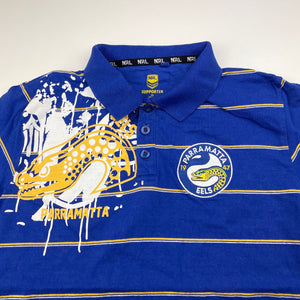 Boys NRL Supporter, Parramatta Eels cotton polo shirt top, GUC, size 14,  