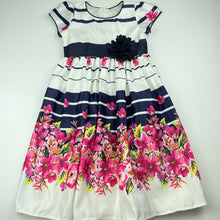 Load image into Gallery viewer, Girls lined, floral party dress, EUC, size 6, L: 68cm