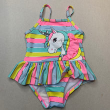 Load image into Gallery viewer, Girls Wave Zone, colourful swim one-piece, unicorn, EUC, size 1,  