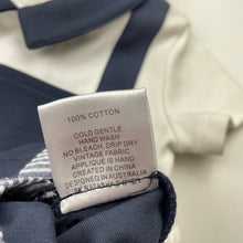 Load image into Gallery viewer, Boys Arthur Ave, navy &amp; white cotton romper, light marks on shoulders, FUC, size 00,  