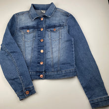 Load image into Gallery viewer, Girls H&amp;M, blue stretch denim jacket, GUC, size 11,  