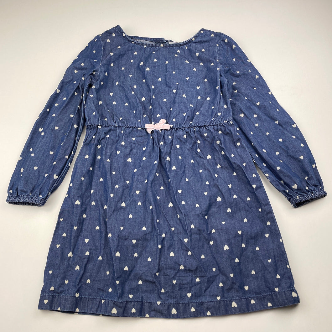Girls Anko, lightweight cotton long sleeve dress, GUC, size 4, L: 53cm