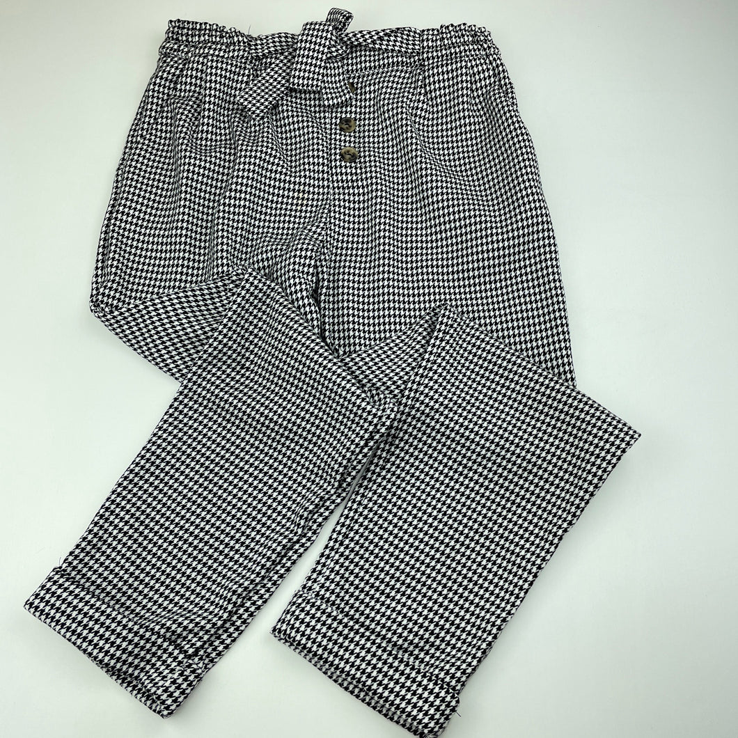 Girls H&M, black & white pants, elasticated, Inside leg: 51cm, GUC, size 10,  