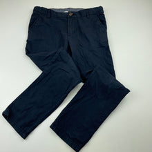 Load image into Gallery viewer, Boys H&amp;M, navy lightweight cotton chino pants, adjustable, Inside leg: 51cm, GUC, size 7,  