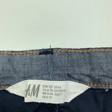 Load image into Gallery viewer, Boys H&amp;M, navy lightweight cotton chino pants, adjustable, Inside leg: 51cm, GUC, size 7,  