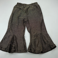 Load image into Gallery viewer, Girls Breakout Kids, metallic gold/black stretchy cropped pants, Inside leg: 30cm, EUC, size 5-6,  