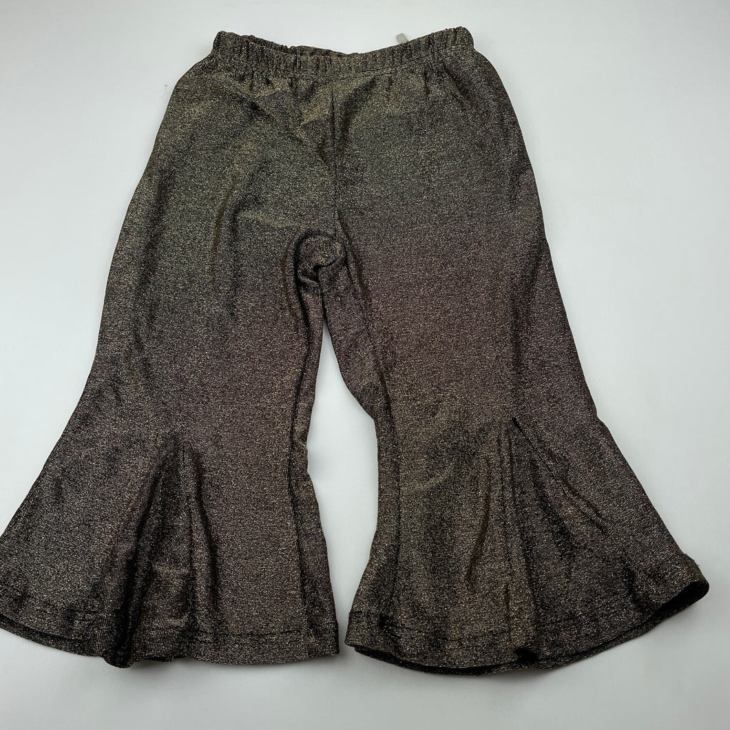 Girls Breakout Kids, metallic gold/black stretchy cropped pants, Inside leg: 30cm, EUC, size 5-6,  