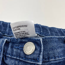 Load image into Gallery viewer, Girls H&amp;T, blue stretch denim jeans, adjustable, Inside leg: 46cm, FUC, size 5,  