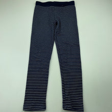 Load image into Gallery viewer, Girls Cotton On, navy &amp; silver stripe leggings, Inside leg: 46cm, GUC, size 6,  
