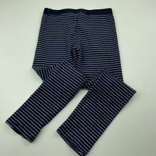 Load image into Gallery viewer, Girls Cotton On, navy &amp; silver stripe leggings, Inside leg: 46cm, GUC, size 6,  