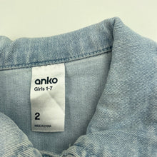 Load image into Gallery viewer, Girls Anko, blue stretch denim jacket, poppers, FUC, size 2,  
