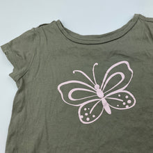 Load image into Gallery viewer, Girls Anko, khaki cotton t-shirt / top, butterfly, GUC, size 5,  