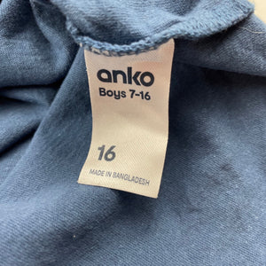 Boys Anko, blue cotton tank top, EUC, size 16,  