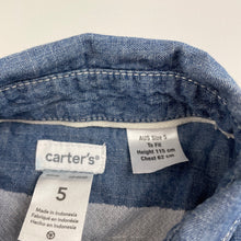 Load image into Gallery viewer, Boys Carters, lightweight cotton long sleeve shirt, EUC, size 5,  
