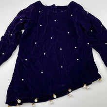 Load image into Gallery viewer, Girls embellished, purple velvet long sleeve top, no labels, armpit to armpit: 28cm, EUC, size 2-3,  