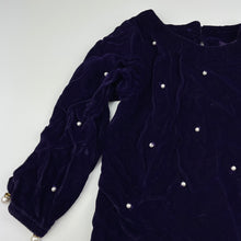 Load image into Gallery viewer, Girls embellished, purple velvet long sleeve top, no labels, armpit to armpit: 28cm, EUC, size 2-3,  