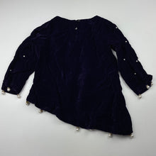 Load image into Gallery viewer, Girls embellished, purple velvet long sleeve top, no labels, armpit to armpit: 28cm, EUC, size 2-3,  