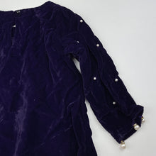 Load image into Gallery viewer, Girls embellished, purple velvet long sleeve top, no labels, armpit to armpit: 28cm, EUC, size 2-3,  