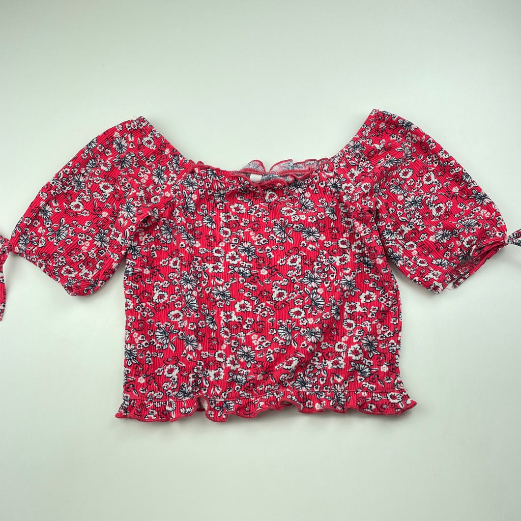 Girls KID, floral crinkle top, EUC, size 12,  