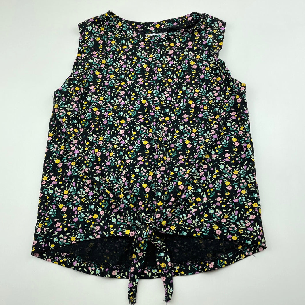 Girls Mango, floral cotton tie front top, EUC, size 8,  
